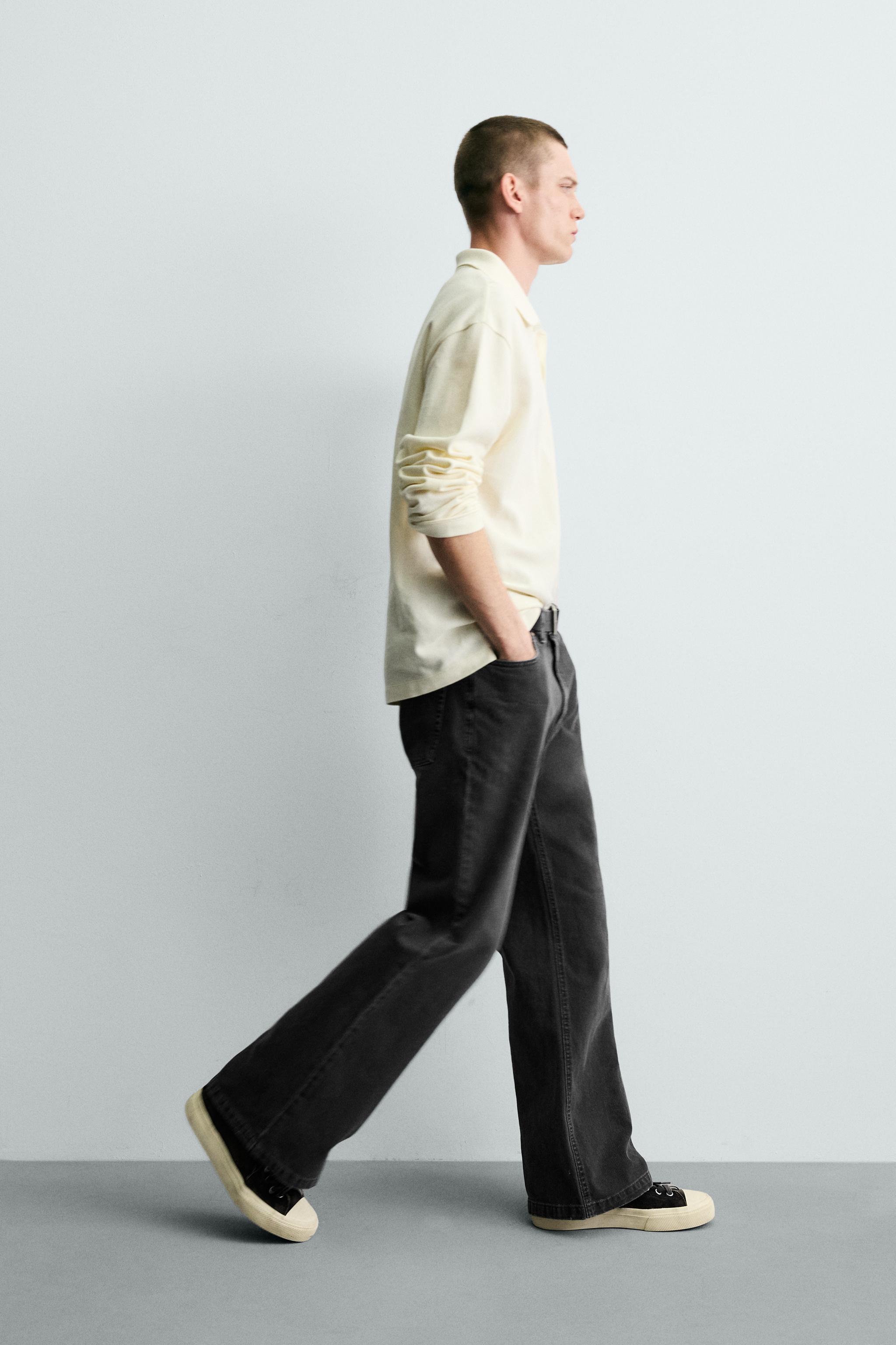 FLARE FIT TEXTURED COTTON PANTS
